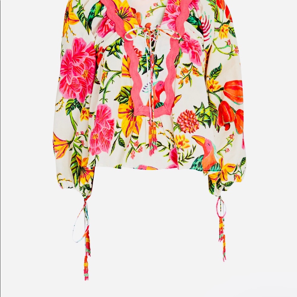 SOLD!! NWT FARM RIO Toucans Garden Floral Blouse